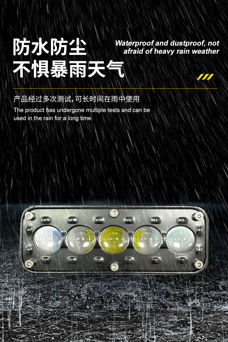 Cross-border automotive LED spotlights with far and near white and yellow light, universal work lights for cars and motorcycles, modified motorcycle LED lens headlights