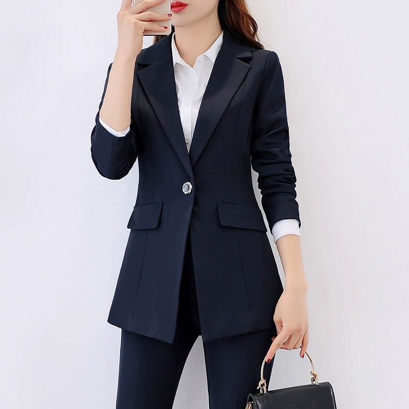 Плюс размер пальто женское профессиональное вечернее платье 200 кг пухлый тонкий костюм для девочек длинный костюм комбинезоны темно-синий