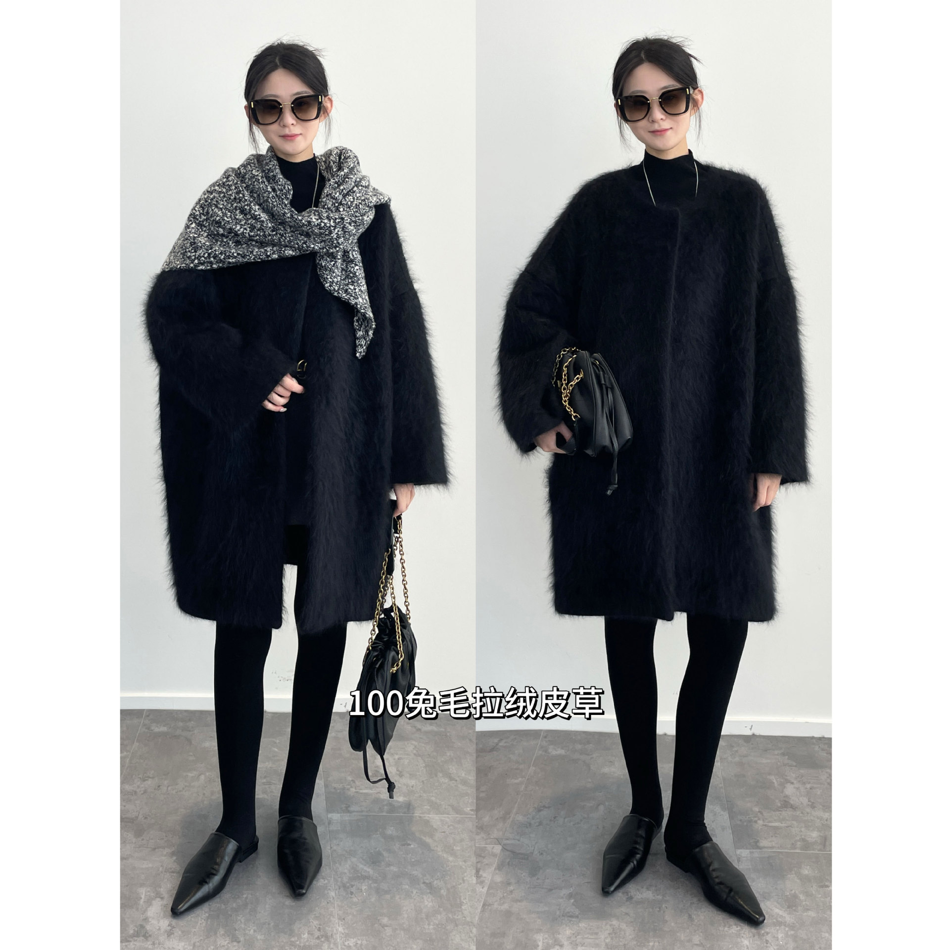 Nanyu Rabbit Fur Moroccan Coat Rabbit Fur Cleanfi Mid-Length Fur Coat Women's Winter