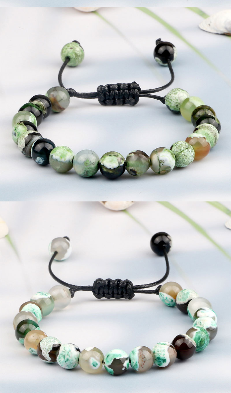 Set di bracciali di perline in agata di fuoco intrecciate a mano_voghion.com