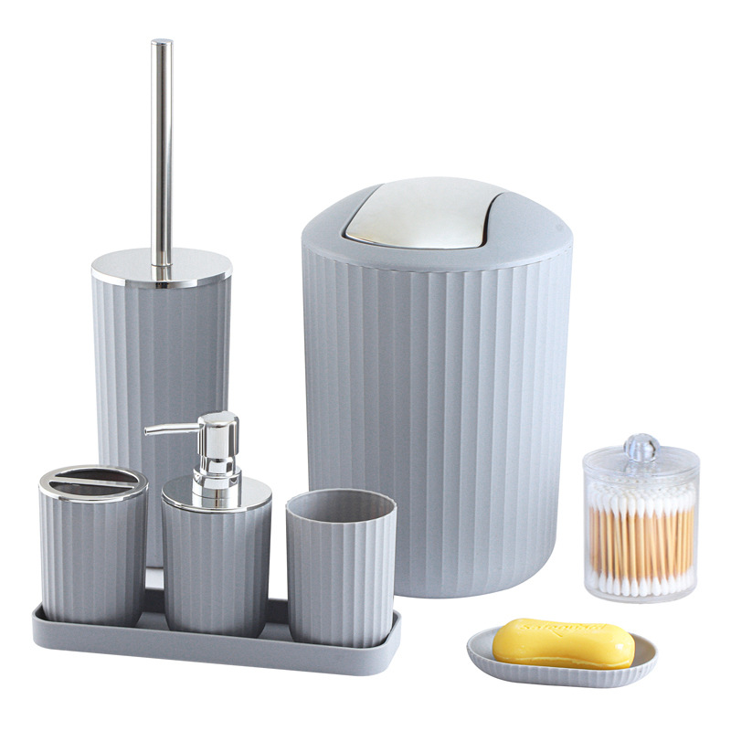 Bathroomset Hotel mesa de lavado suministros combinación traje cepillo de dientes titular botella de líquido Kit de baño conjunto de ocho piezas