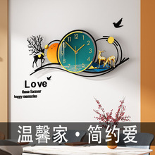 跨境客厅钟表福鹿创意餐厅时钟家用时尚挂钟网红装饰壁式轻奢风