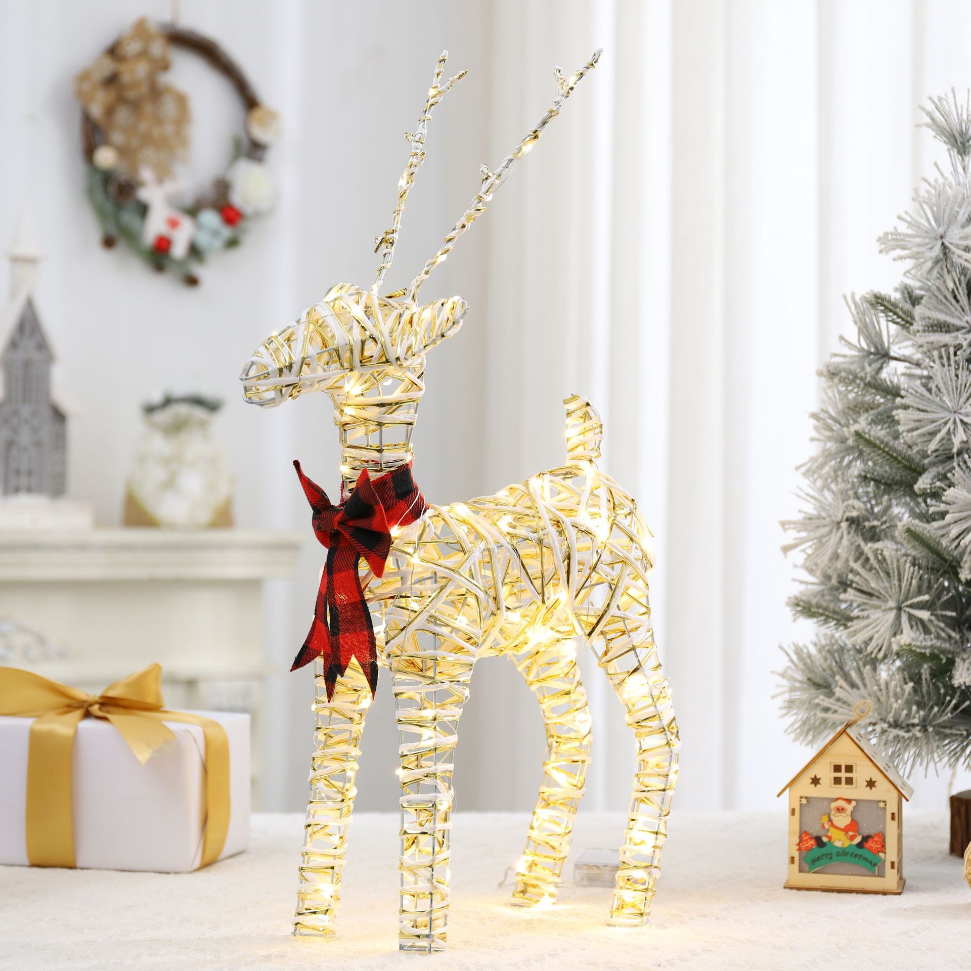 Decoración navideña anciano muñeco de nieve alpaca muñeca hotel centro comercial bar decoración de ventana carro de venado suministros navideños