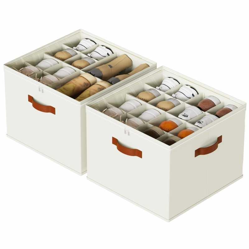 Cross-border Foldable Multi-functional Shoes Storage Box Fabric Shoes Box with Lid Partition Storage Box Clothes Storage Box