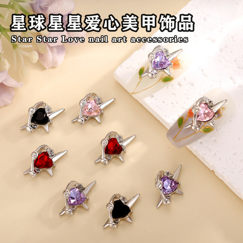 ins little red book Planet Space Star Love flash diamond nail jewelry light luxury fashion classic nail decoration ins little red book Planet Space Star Love flash diamond nail jewelry light luxury fashion classic nail decoration