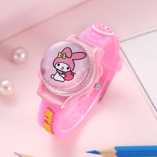 Flip cartoon watch anime Kurumi big-eared dog rotating digital watch girl primary school cute quartz watch