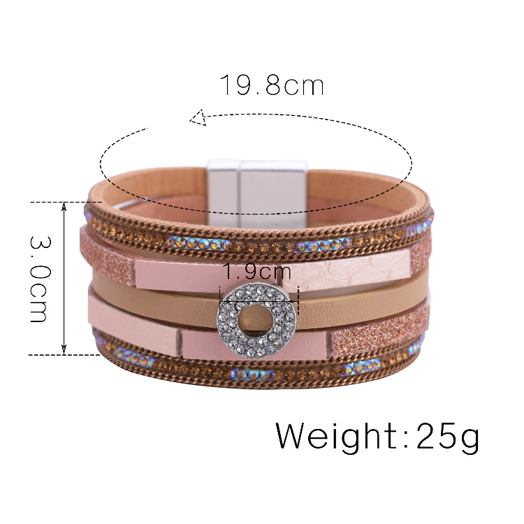 Fashion Diamond Magnetic Buckle Leather Bracelet display picture 21