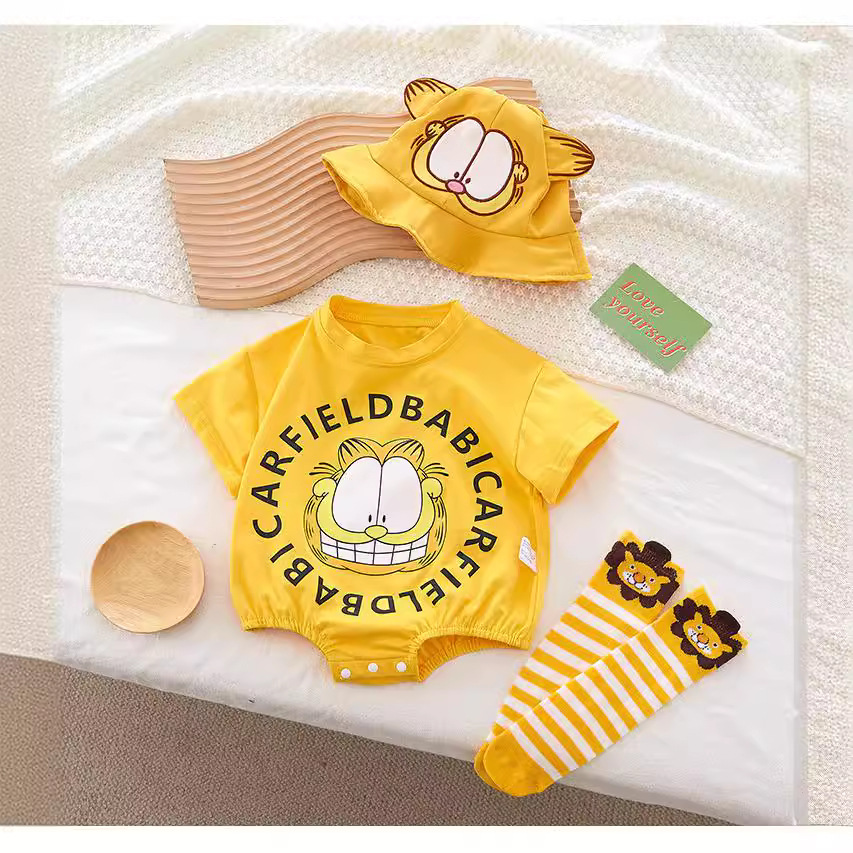 Mono infantil recién nacido media manga vaina ropa masculina y femenina bebé de dibujos animados impreso ropa triángulo mameluco moda