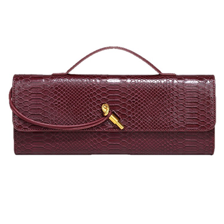 Horizontal Women's Hand-held Dinner Bag, Retro Stone Patterned Chinese Baguette Bag, Organ Versatile, Single Shoulder Slanted_voghion.com