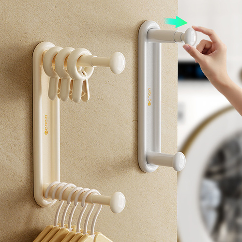 Balcony storage and storage clothes hanger artifact retractable drying folding hanging punch-free wall hanging wall hook rack