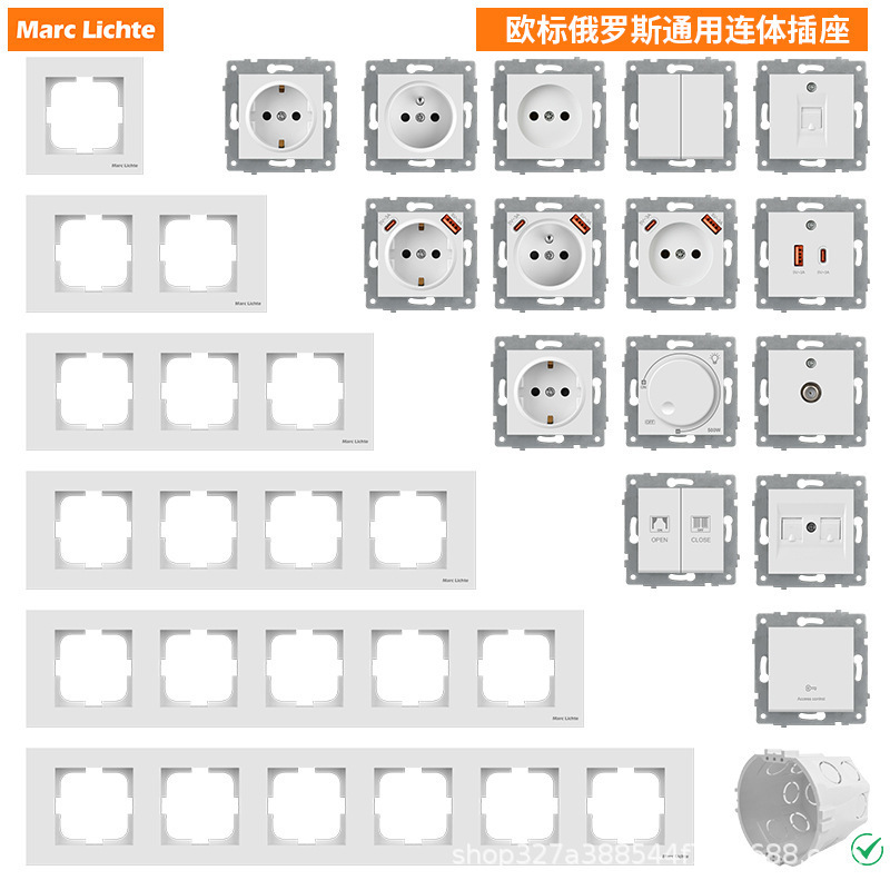 Type 80 Russian Socket Korean Switch Panel French Standard German European Style 16A Two-Round Deep Plug with Usb+Type