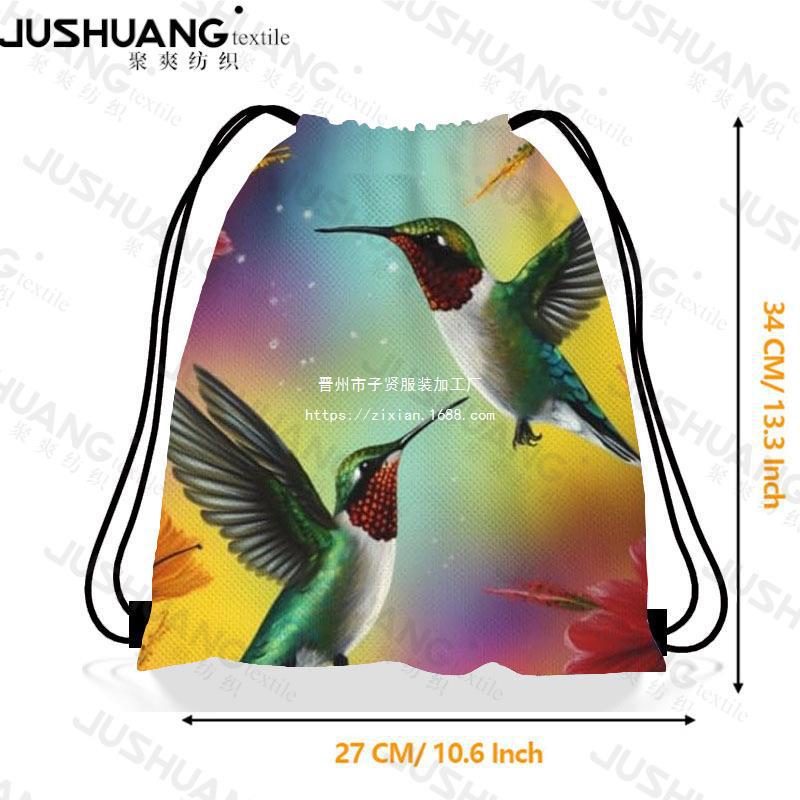 蜂鸟束口袋蜂鸟儿童生日派对抽绳双肩背包袋便携收纳跨境厂家直销