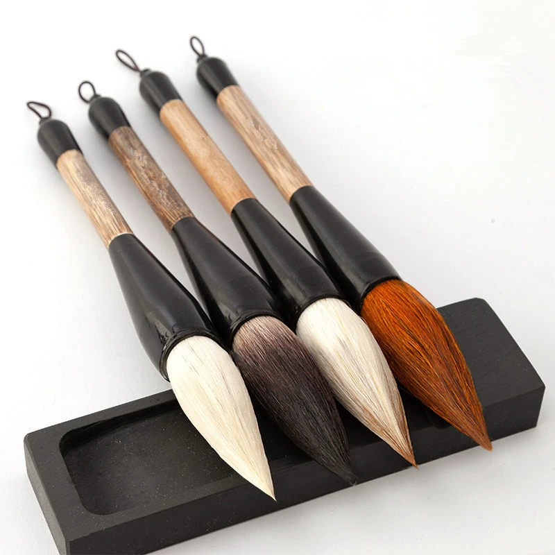 Коричневый бамбук, деревянный столб, большая кисть, волк, ручка, куплет, куплет, весенний фестиваль, медведь, ручка, каллиграфия, китайская живопись