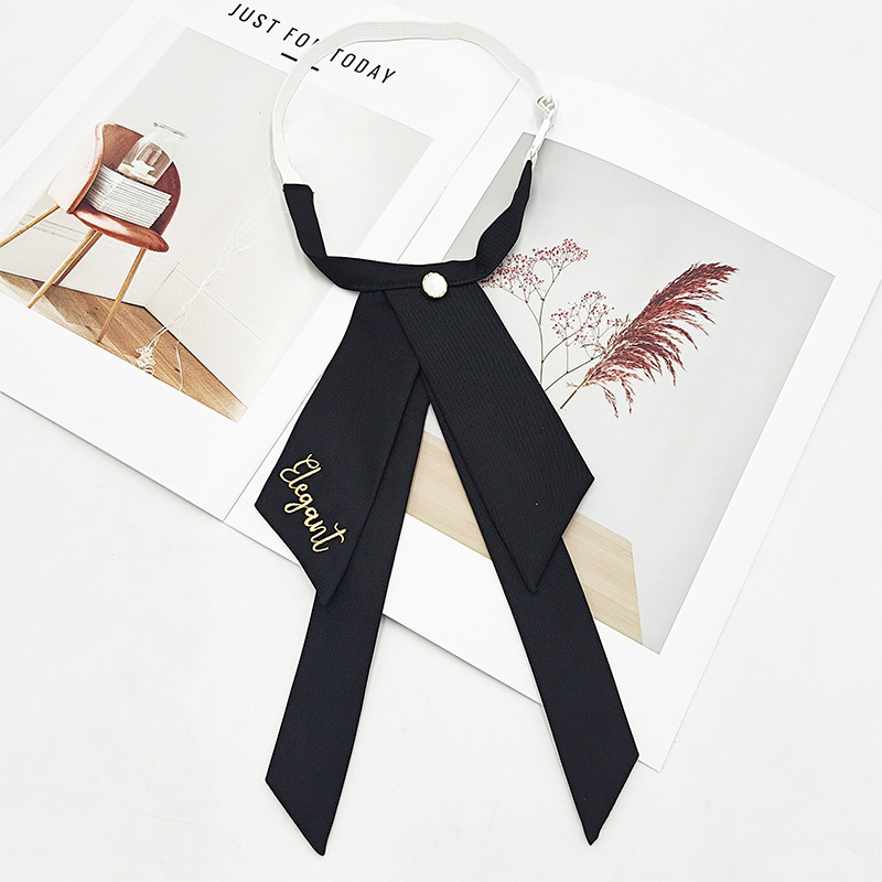 Fabricante spot color sólido jk pajarita versión coreana femenina estilo universitario arco foto de graduación traje de soltero bordado cuello flor serpentina