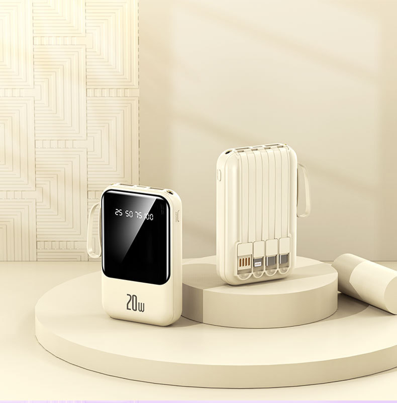 Powerbank großer Kapazität Schnellladen 20000mAh mit integriertem Kabel kompakt tragbar mobile Stromquelle Geschenkdruck mit Logo