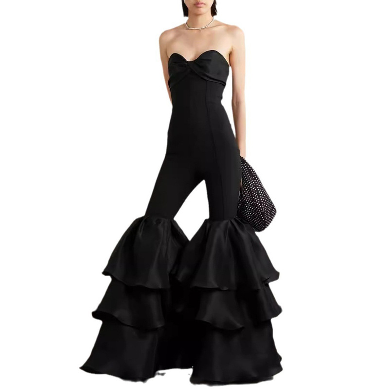 European and American New Tight Bandage jumpsuit Strapless Cake Pant Leg Banquet Celebrity Party jumpsuit Bandage Pants European and American New Tight Bandage jumpsuit Strapless Cake Pant Leg Banquet Celebrity Party jumpsuit Bandage Pants