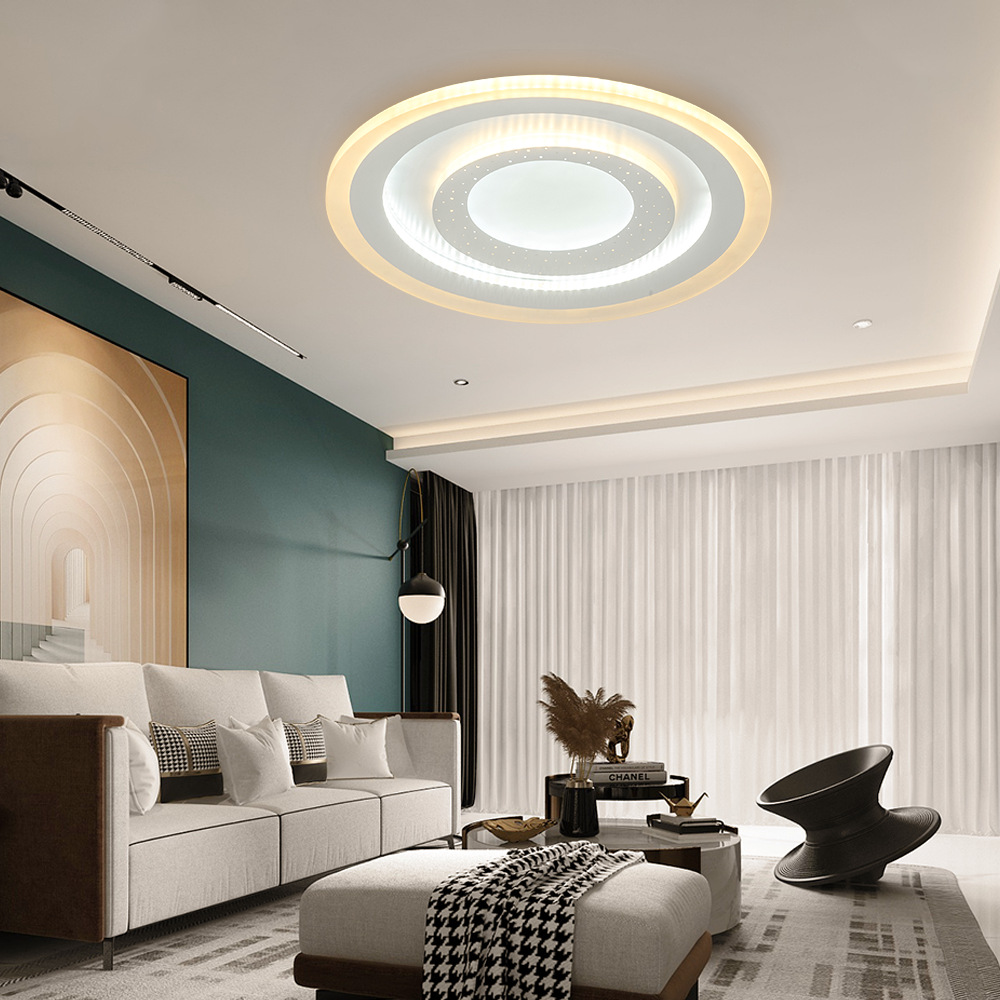 新款現(xiàn)代簡約圓形LED吸頂燈72W亞克力智能2.4G遙控臥室燈客廳燈