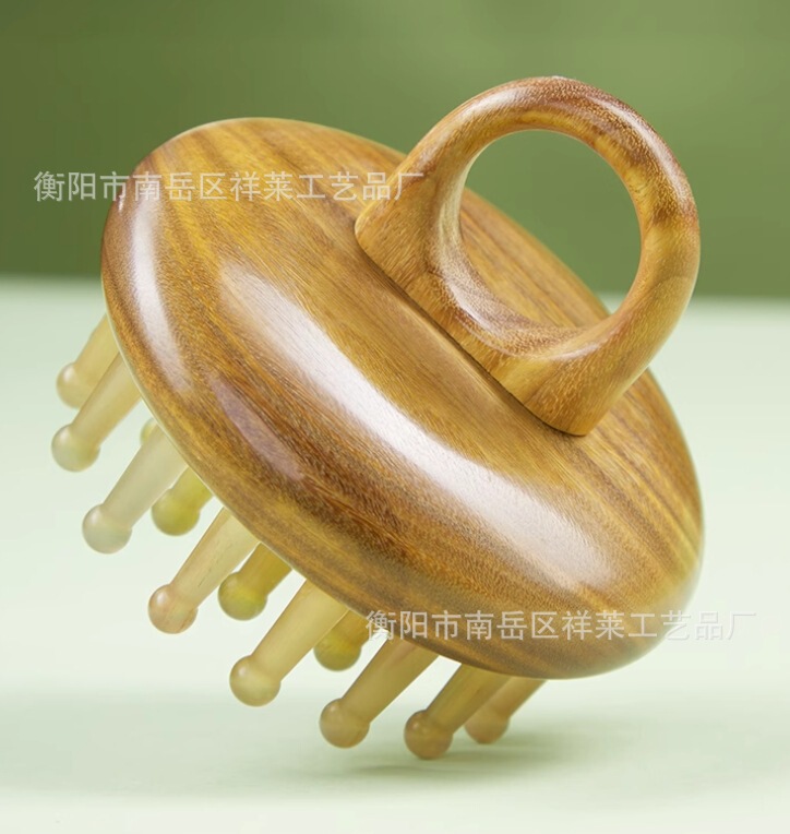 天然牛角梳头部经络梳子按摩梳洗头刷刮痧经络刷指环拆卸全身|undefined