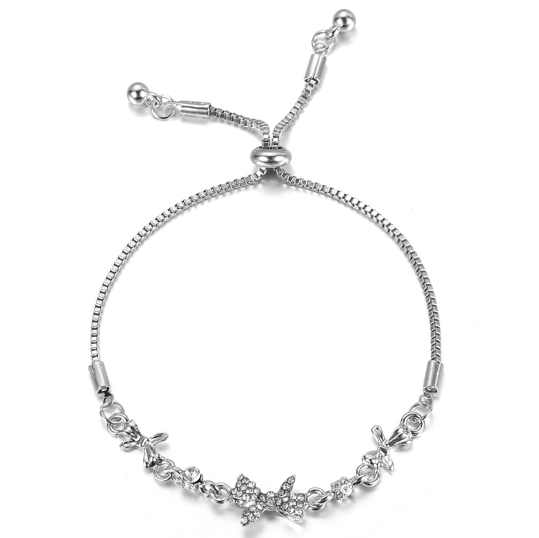 Bracciale farfalla con zirconi e cuore design elegante_voghion.com