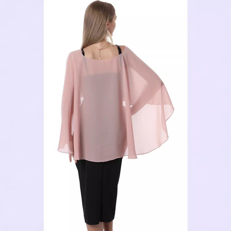 short summer thin shiffon cloak with a round collar