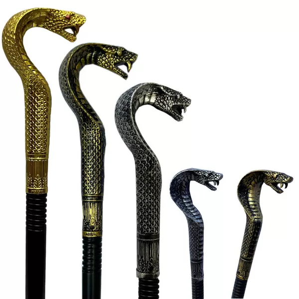 Magic Wand Scepter Ghost Festival Props Decoration Ornaments Snakehead Scepter Pharaoh Handheld Props Golden Mage Scepter
