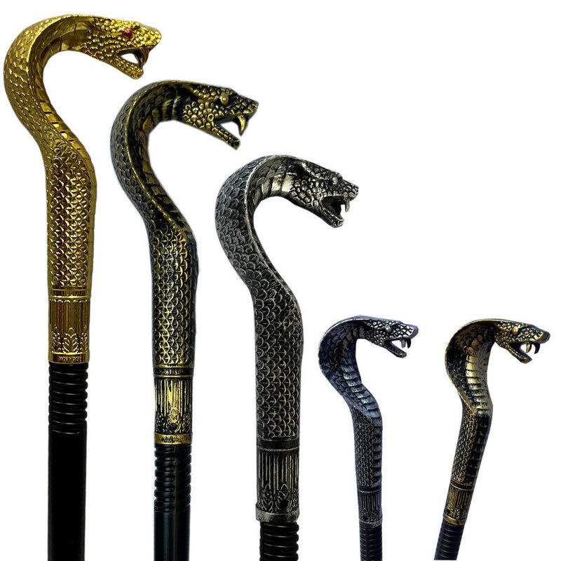 Magic Wand Scepter Ghost Festival Props Decoration Ornaments Snakehead Scepter Pharaoh Handheld Props Golden Mage Scepter