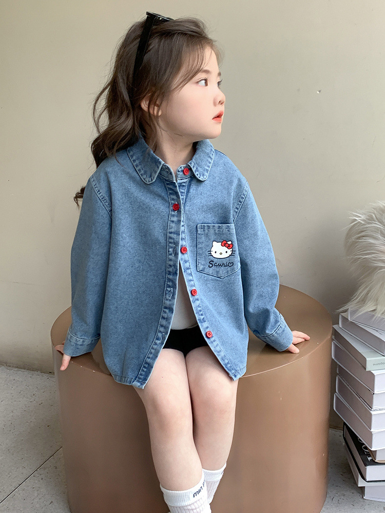 Chaqueta de vaquero de niña primavera y otoño 2025 nuevo estilo de niños estilo extranjero de moda bebé de otoño casual camisa de manga larga vestido de otoño