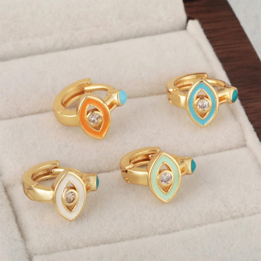 fashionable geometric small green earrings with zircon