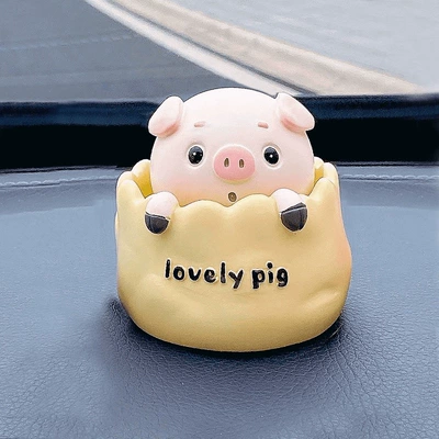 Cute and exquisite shaking: Car ornaments - 1-yellow-pig-glue-included