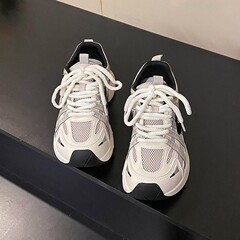 复古小众真皮厚底老爹鞋女2025秋季新款网面透气运动鞋轻便慢跑鞋