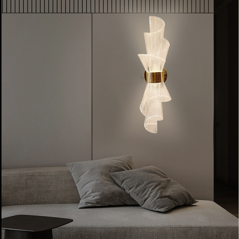 2024 nueva antorcha acrílica hotel cabecera lámpara de pared moderna minimalista sala de estar TV sofá luz de pared de fondo