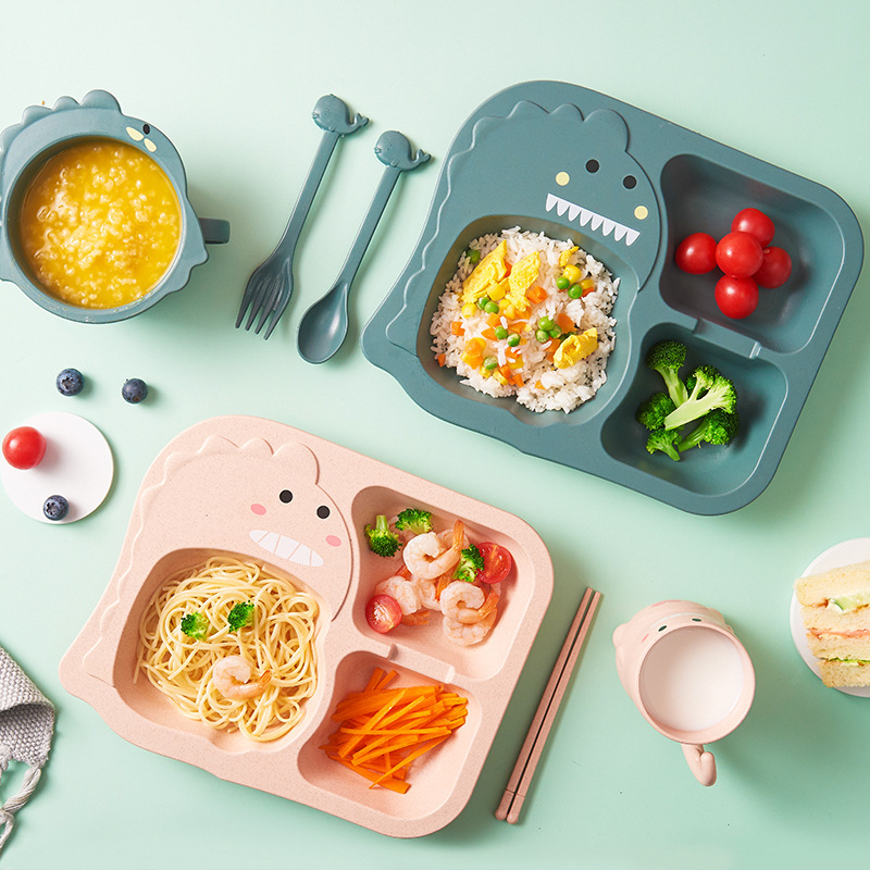Children's Tableware Dinner Plate Set Household Baby Dining Bowl Cup Cartoon Cute Kindergarten Split Anti-fall Supplementary Food Plate Children's Tableware Dinner Plate Set Household Baby Dining Bowl Cup Cartoon Cute Kindergarten Split Anti-fall Supplementary Food Plate