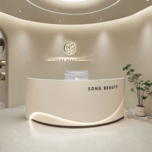 Simple Beauty Salon Bar Clothing Store Cashier Hair Salon Paint Front Desk Arc-Shaped Consulting Service Reception Desk