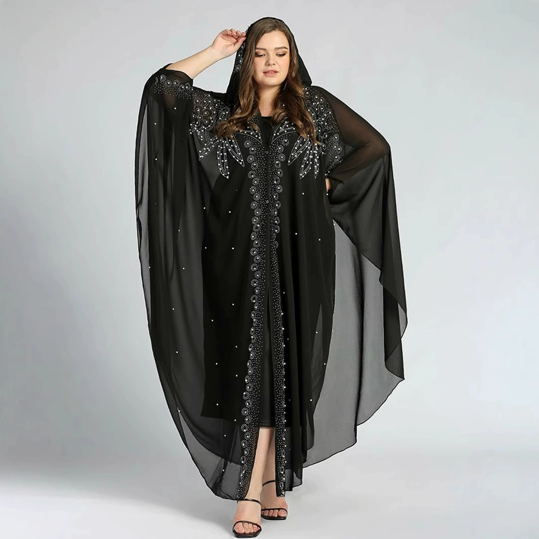 Хит продаж 2025 года: блестящий шаль с кристаллами, вышитый горячим способом, в стиле Ближнего Востока, Африки и Юго-Восточной Азии, с пайетками, свободного кроя, с рукавами-трубой, для трансграничной торговли.