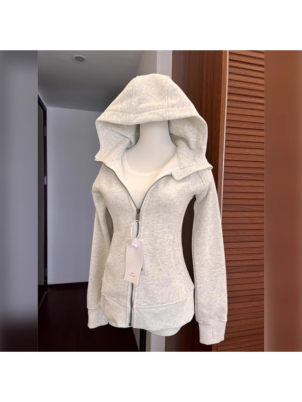 修身外套女款正肩卫衣春秋季衣服连帽衫收腰紧身短款上衣2025新款|undefined