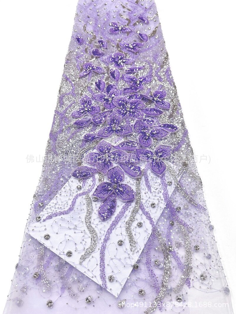 Flores tridimensionales 3D clavos de tela de malla de diamante sequinado colocación flor de cola de pez vestido vestido de brindis vestido de boda tela