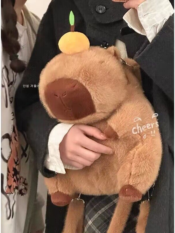 高颜値カピバラ人形ランドセルぬいぐるみバッグ漫画ポケットかわいいカピバラ収納袋|undefined