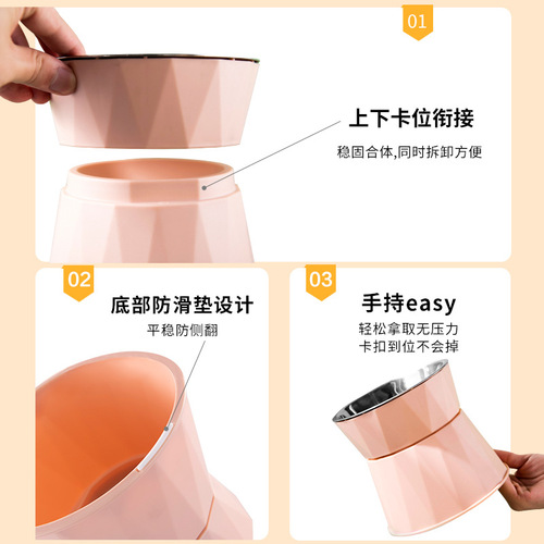One piece drop shipping cat bowl wholesale tall neck guard pet bowl stainless steel non-black chin cat food bowl cat food bowl cross-border