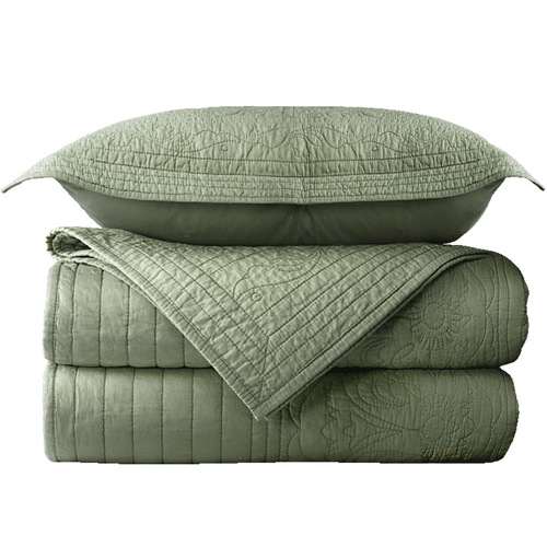 S588 spring and autumn American pure cotton quilted quilt, European style pure cotton solid color quilted summer quilt, bed cover three-piece bed cover