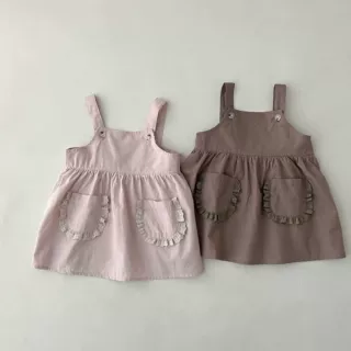 女童连衣裙夏季新款2023年中小儿童宝宝纯色花边百搭复古背心裙