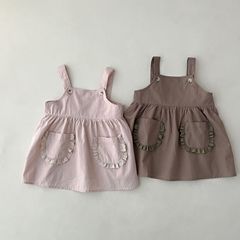Girls' Summer 2023 New Dress for Young Children, Small and Medium, Baby, Solid Color Lace, Versatile Retro Tank Dress