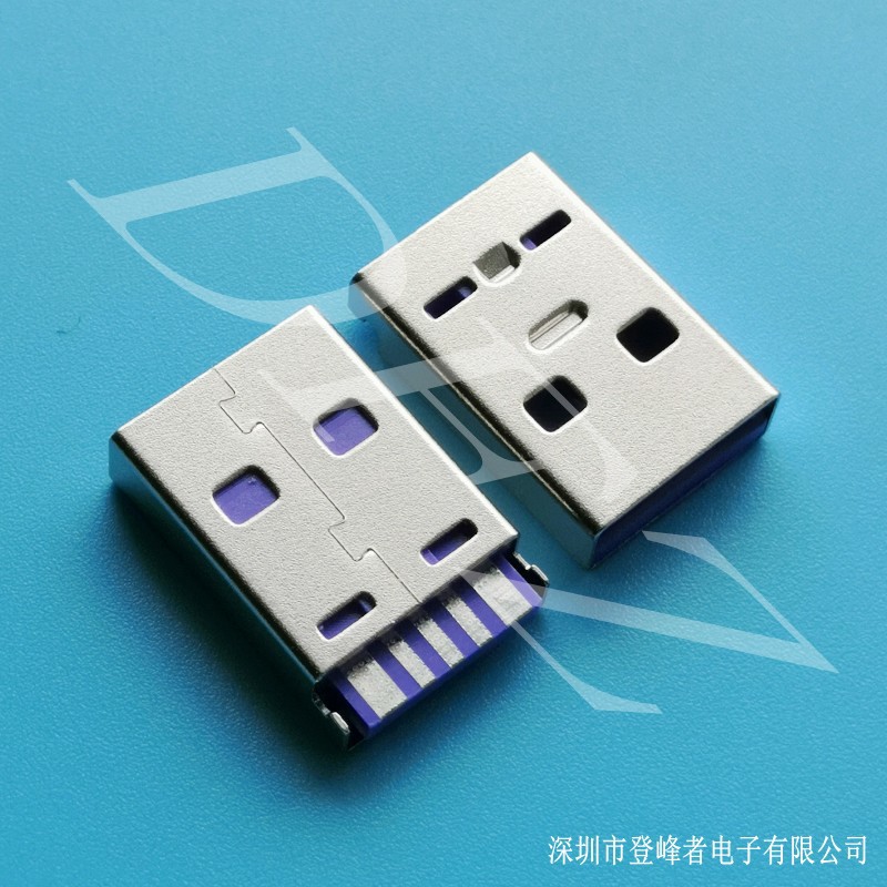 USB2.0 A公短体公头防开口铁壳镀镍PBT白胶铜端镀金usb插头-阿里巴巴