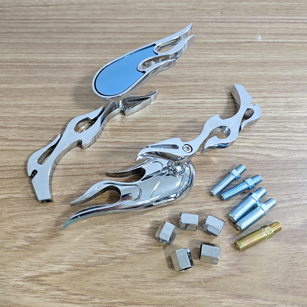 Universal model suitable for Harley Davidson Prince motorcycles, electric vehicle modified personalized flame retro rearview mirror