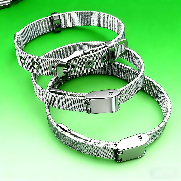 Steel Belt Mesh Bracelet Men's and Women's Fashion Wrist Accessories Titanium Steel Personalized Creative Watch Strap Bracelet Letter Mesh Belt