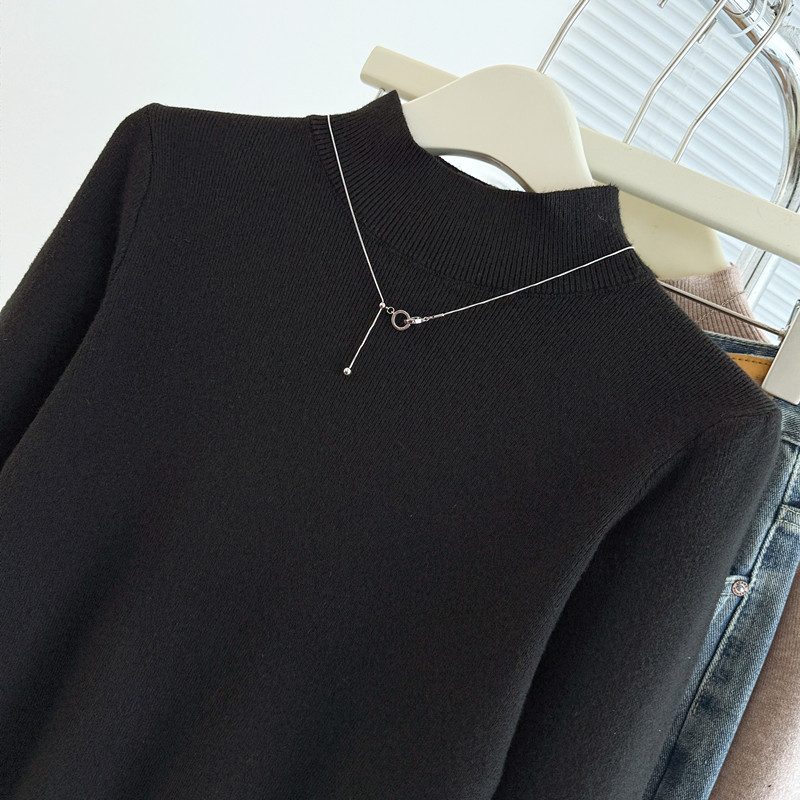 商品详情图_实拍原版半高领打底衫秋冬新款羊毛针织衫女百搭洋气