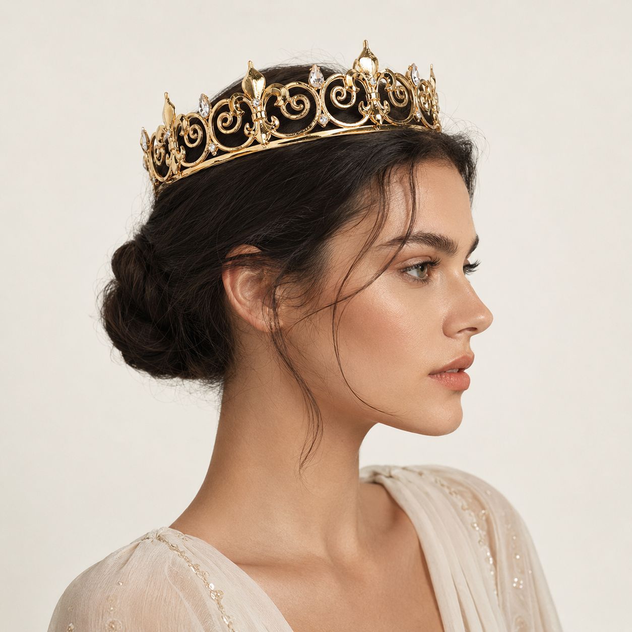 Especializados en comercio exterior, corona retro estilo rey, corona redonda de aleación con diamantes de imitación dorados, tocados para fiestas y bailes para hombres y mujeres, venta al por mayor. image 5