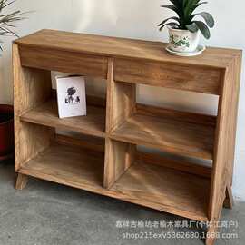 老榆木玄关柜博古架茶叶茶具收纳柜装饰摆件多宝阁储物架文件书架