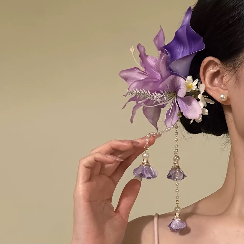 2026 New Model【Purple Garden Awakens】Spring and Summer Atmosphere Purple Flower Hairpin, Beautiful and Elegant Hair Accessory