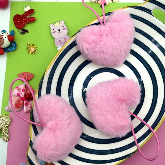 South Korea Internet Celebrant Plush Heart Imitation Rabbit Hair Keychain Pendant Car Hanging Decoration School Bag Pendant Doll Gift