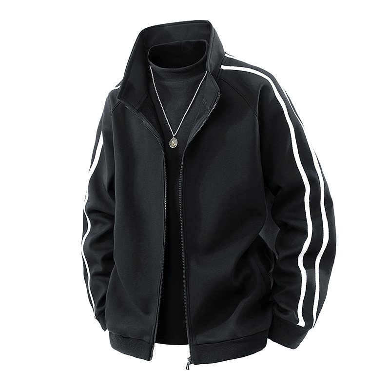 Cardigan de moda transfronterizo chaqueta de color americano chaqueta de rayas de otoño hombre chaqueta de béisbol grande suelta image 8